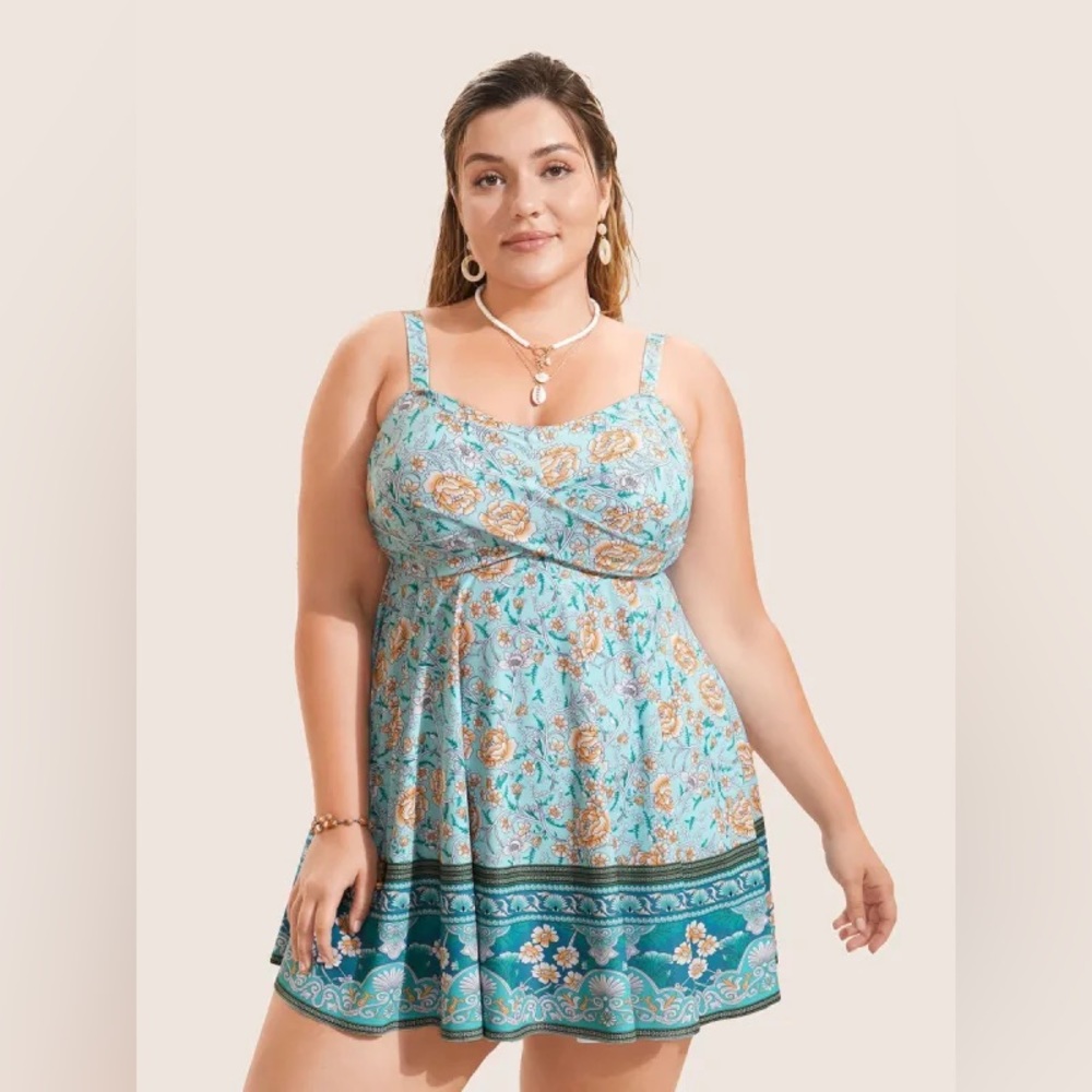 Bloomchic Swimdress 2 Piece Swim Dress Blue Medium